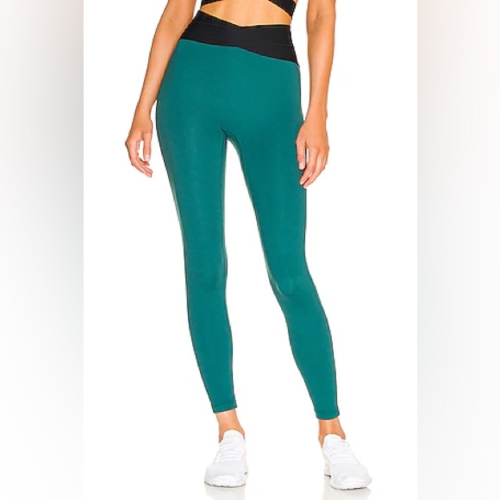 Le ORE High Rise Colorblock Leggings Blue Green Black Size Small Activewear
